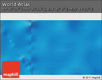 Physical 3D Map of the Area around 41° 25' 39" S, 135° 13' 29" E