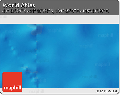 Physical 3D Map of the Area around 41° 25' 39" S, 135° 13' 29" E