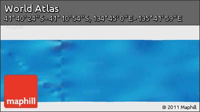 Physical Panoramic Map of the Area around 41° 25' 39" S, 135° 13' 29" E