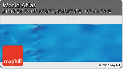 Physical Panoramic Map of the Area around 41° 25' 39" S, 135° 13' 29" E