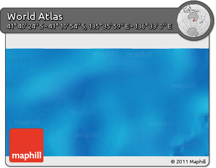 Physical 3D Map of the Area around 41° 25' 39" S, 136° 4' 29" E
