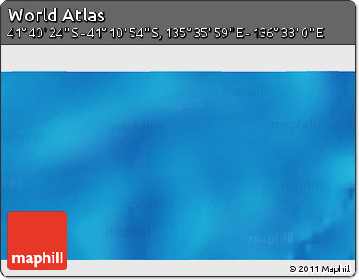 Physical 3D Map of the Area around 41° 25' 39" S, 136° 4' 29" E