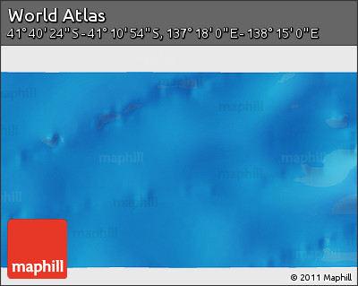 Physical 3D Map of the Area around 41° 25' 39" S, 137° 46' 30" E