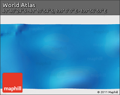 Physical 3D Map of the Area around 41° 25' 39" S, 139° 28' 29" E