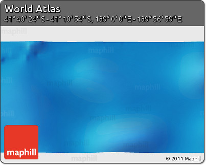 Physical 3D Map of the Area around 41° 25' 39" S, 139° 28' 29" E