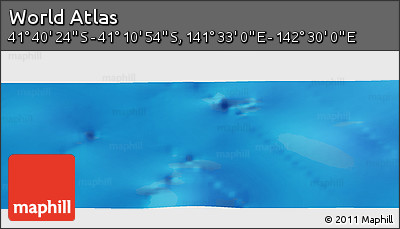 Physical Panoramic Map of the Area around 41° 25' 39" S, 142° 1' 30" E