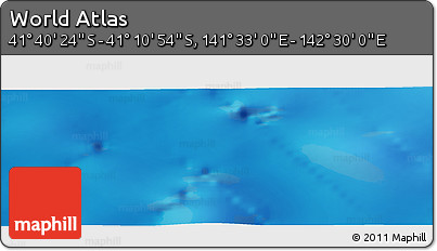 Physical Panoramic Map of the Area around 41° 25' 39" S, 142° 1' 30" E