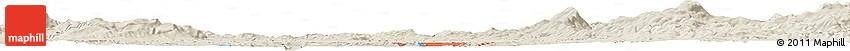 Shaded Relief Horizon Map of the Area around 41° 25' 39" S, 147° 7' 30" E