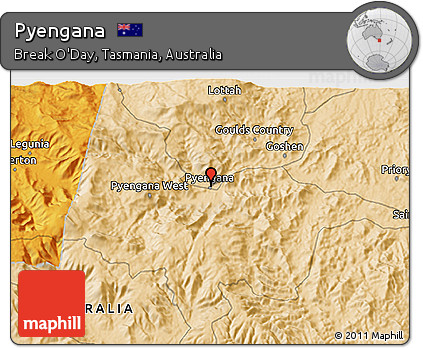 Political 3D Map of Pyengana