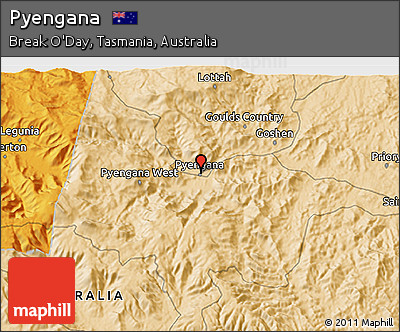 Political 3D Map of Pyengana