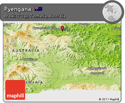 Physical Panoramic Map of Pyengana
