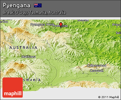 Physical Panoramic Map of Pyengana
