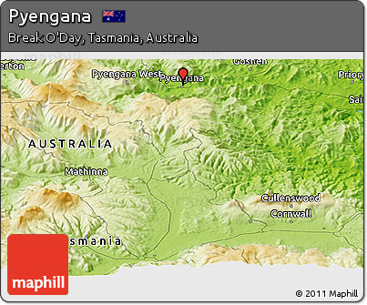 Physical Panoramic Map of Pyengana