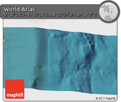 Satellite 3D Map of the Area around 41° 25' 39" S, 148° 49' 29" E