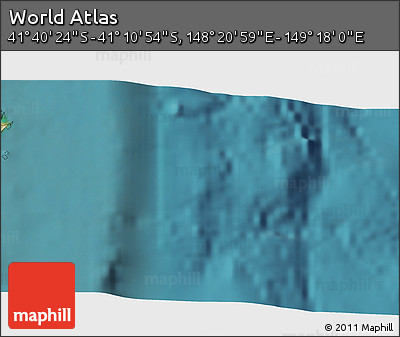 Satellite 3D Map of the Area around 41° 25' 39" S, 148° 49' 29" E