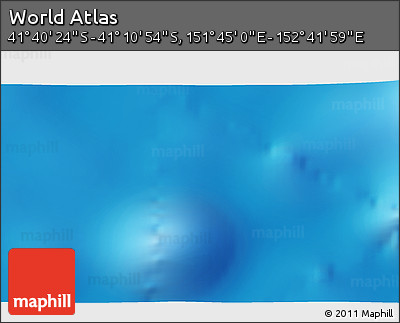 Physical 3D Map of the Area around 41° 25' 39" S, 152° 13' 29" E