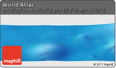 Physical Panoramic Map of the Area around 41° 25' 39" S, 152° 13' 29" E