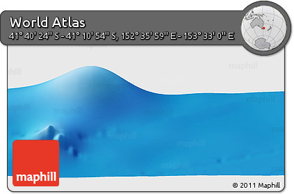 Physical Panoramic Map of the Area around 41° 25' 39" S, 153° 4' 29" E