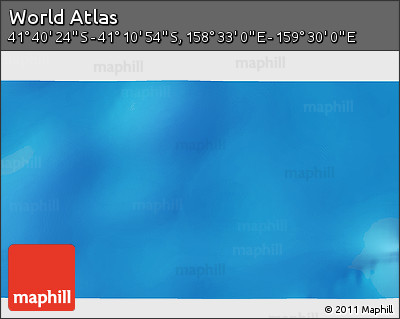 Physical 3D Map of the Area around 41° 25' 39" S, 159° 1' 30" E