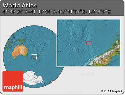 Satellite Location Map of the Area around 41° 25' 39" S, 166° 40' 30" E