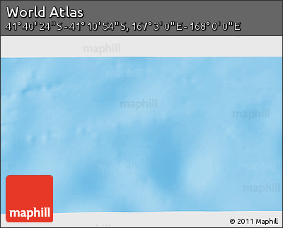 Physical 3D Map of the Area around 41° 25' 39" S, 167° 31' 30" E