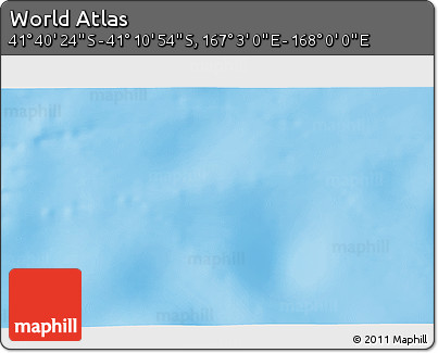 Physical 3D Map of the Area around 41° 25' 39" S, 167° 31' 30" E