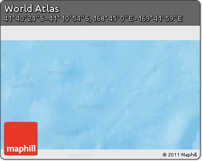 Physical 3D Map of the Area around 41° 25' 39" S, 169° 13' 29" E