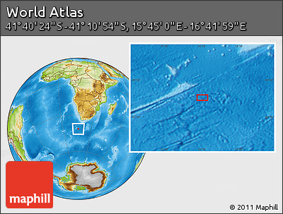 Physical Location Map of the Area around 41° 25' 39" S, 16° 13' 30" E