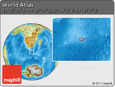 Physical Location Map of the Area around 41° 25' 39" S, 27° 16' 29" E