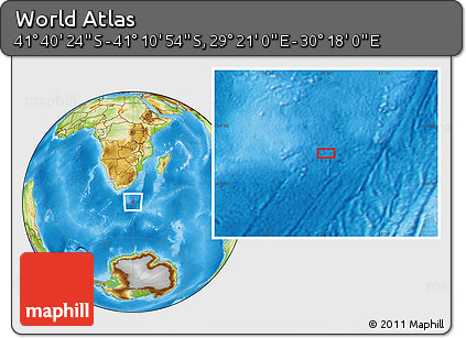 Physical Location Map of the Area around 41° 25' 39" S, 29° 49' 30" E