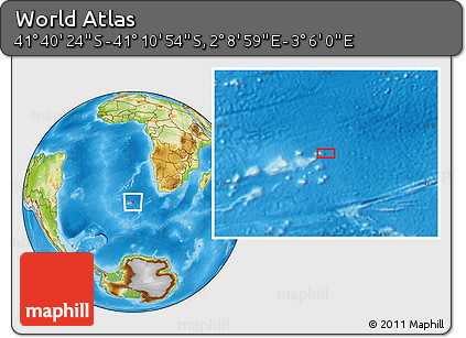 Physical Location Map of the Area around 41° 25' 39" S, 2° 37' 30" E