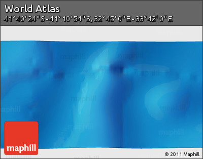 Physical 3D Map of the Area around 41° 25' 39" S, 33° 13' 30" E