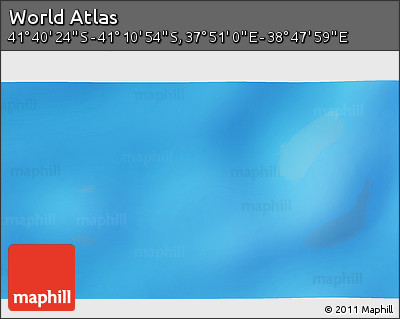Physical 3D Map of the Area around 41° 25' 39" S, 38° 19' 30" E
