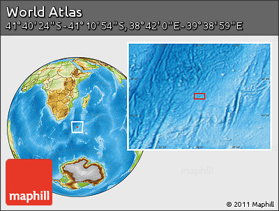 Physical Location Map of the Area around 41° 25' 39" S, 39° 10' 29" E