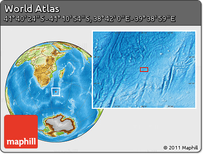 Physical Location Map of the Area around 41° 25' 39" S, 39° 10' 29" E