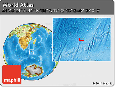 Physical Location Map of the Area around 41° 25' 39" S, 40° 1' 29" E