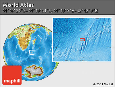 Physical Location Map of the Area around 41° 25' 39" S, 41° 43' 30" E