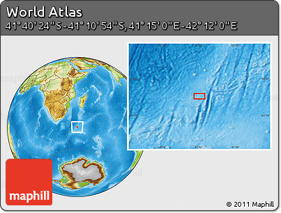 Physical Location Map of the Area around 41° 25' 39" S, 41° 43' 30" E
