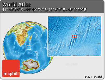 Physical Location Map of the Area around 41° 25' 39" S, 42° 34' 30" E