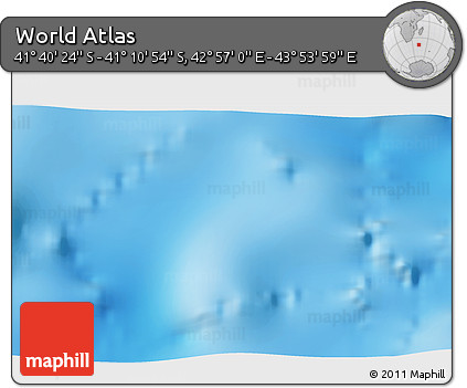 Physical 3D Map of the Area around 41° 25' 39" S, 43° 25' 29" E