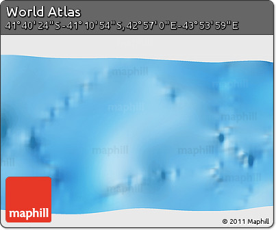 Physical 3D Map of the Area around 41° 25' 39" S, 43° 25' 29" E