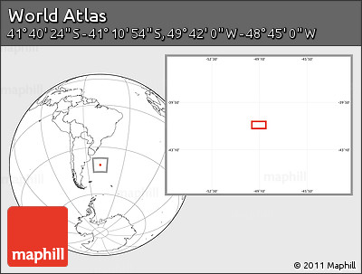 Blank Location Map of the Area around 41° 25' 39" S, 49° 13' 30" W