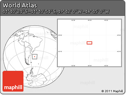 Blank Location Map of the Area around 41° 25' 39" S, 49° 13' 30" W