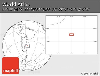 Blank Location Map of the Area around 41° 25' 39" S, 55° 10' 29" W