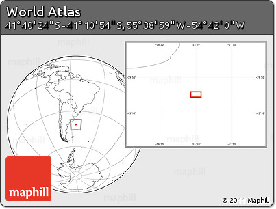 Blank Location Map of the Area around 41° 25' 39" S, 55° 10' 29" W