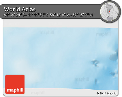Physical 3D Map of the Area around 41° 25' 39" S, 57° 43' 30" W