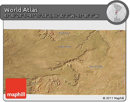 Satellite 3D Map of the Area around 41° 25' 39" S, 66° 13' 29" W