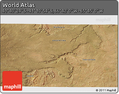 Satellite 3D Map of the Area around 41° 25' 39" S, 66° 13' 29" W