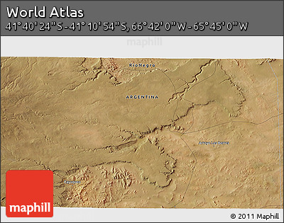 Satellite 3D Map of the Area around 41° 25' 39" S, 66° 13' 29" W