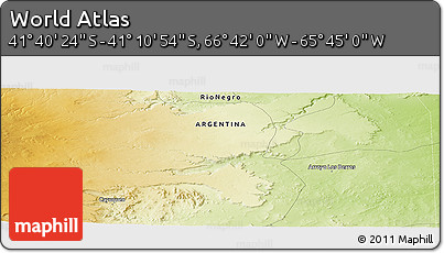 Physical Panoramic Map of the Area around 41° 25' 39" S, 66° 13' 29" W